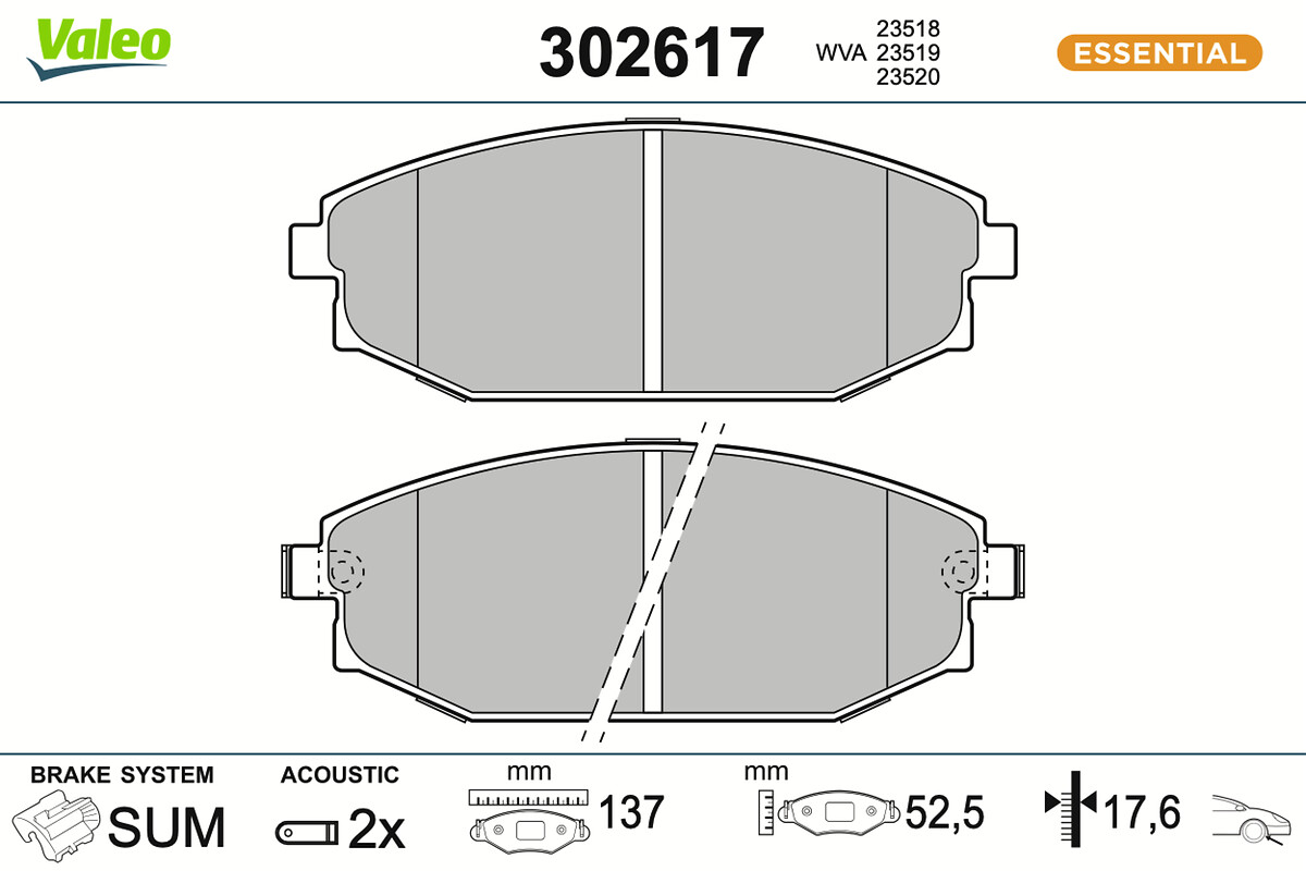Jogo de 4 pastilhas de travão VALEO ref. 302617